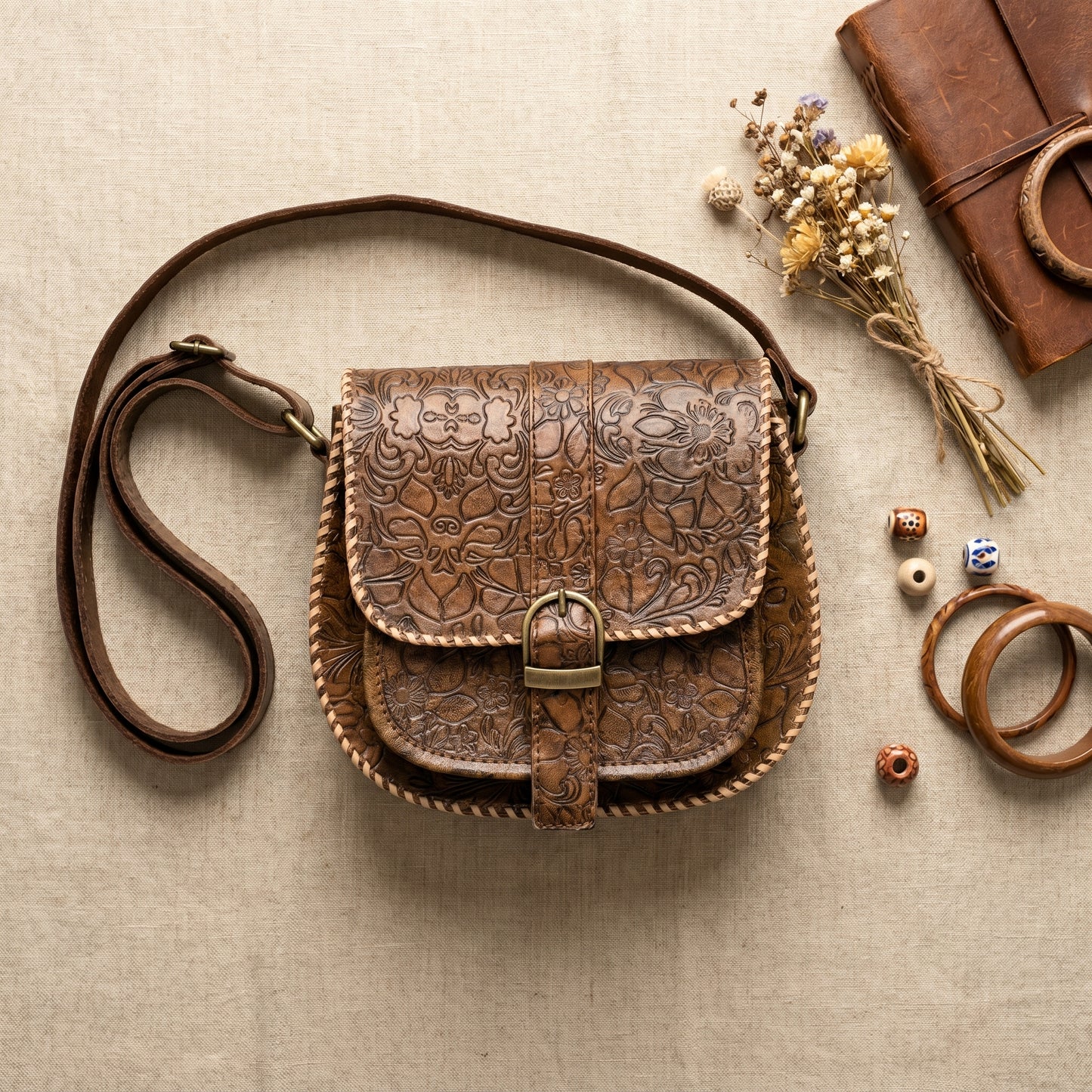 Tapestry Floral Crossbody Bag