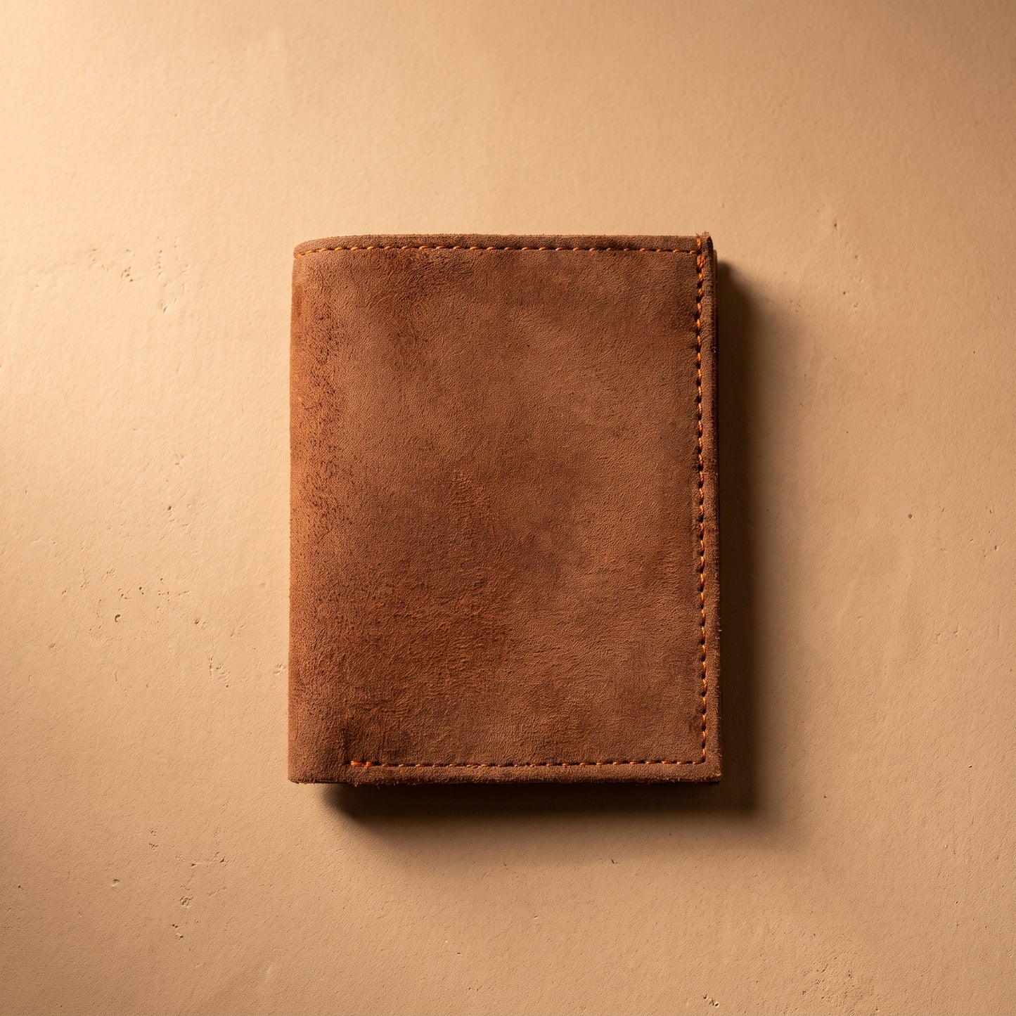 RAQZ Coffee Atlas Card-Holder — handcrafted suede leather from Rajasthan, front view