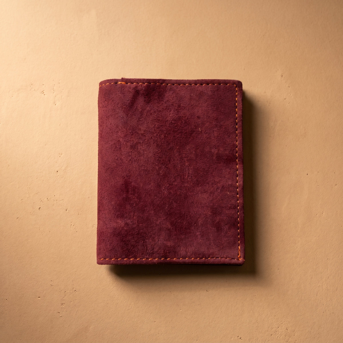 RAQZ Burgundy Atlas Card-Holder — handcrafted suede leather from Rajasthan, front view